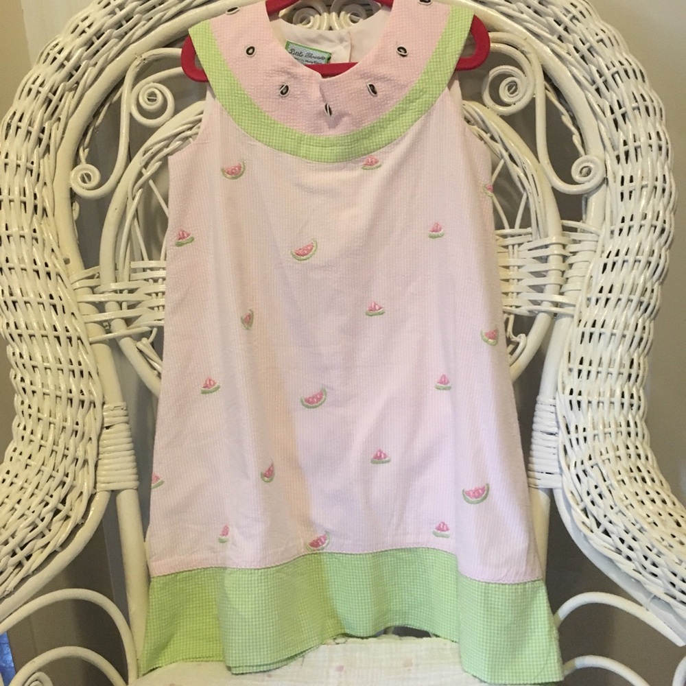 Girls seersucker watermelon dress!